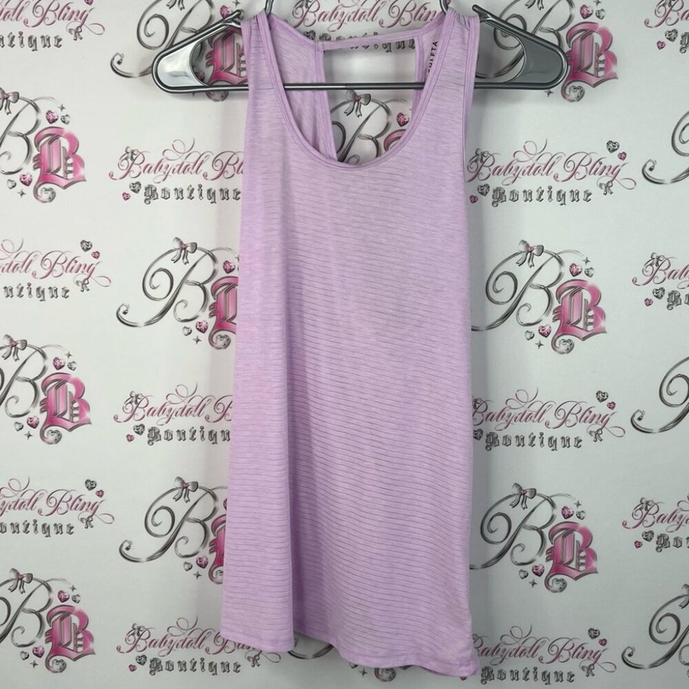 Athleta tank top open back keyhole stripes lilac Light Purple Tank Top